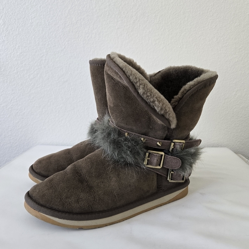 Australia Luxe Hatchet Short Boot Shearling Lining Size 9‎ In Brown